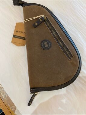 Heyb Outdoors Brown Canvas Pistol Case with Leather Trim